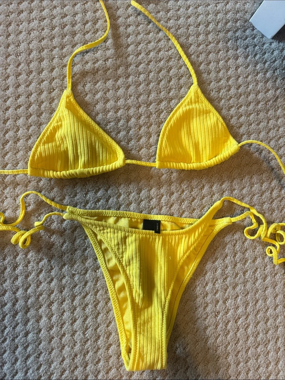 triangl swimwear Bright Yellow Ribbed Triangle Bikini Set